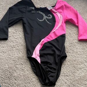 Danskin Black and Pink Rhinestone Leotard